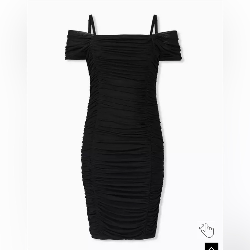 Torrid Black Mesh Ruched Cold Shoulder Bodycon Dress Size 0